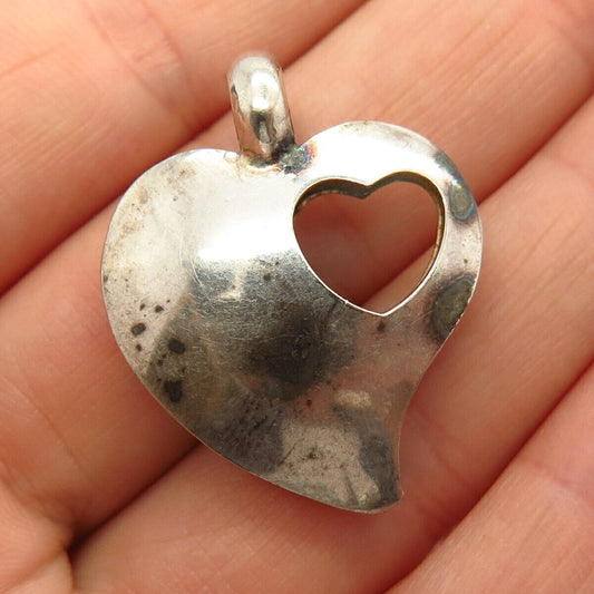 925 Sterling Silver Puffy Heart Shape Slide Pendant