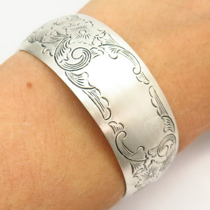 925 Sterling Silver Antique S. Kirk & Son Floral Wide Cuff Bracelet 6 3/4"