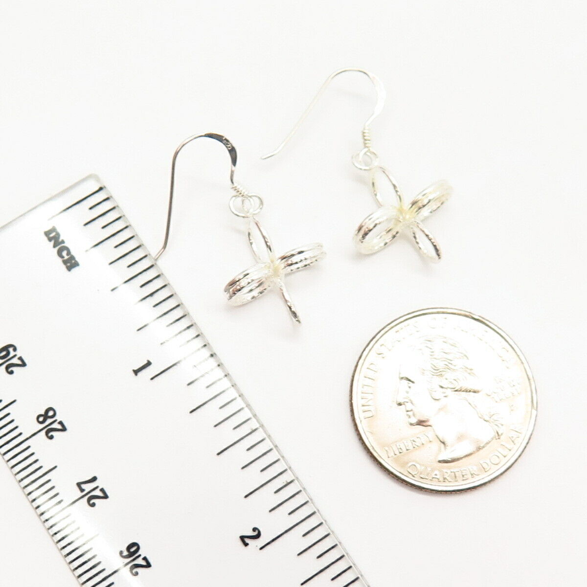 925 Sterling Silver Cross Design Dangling Earrings