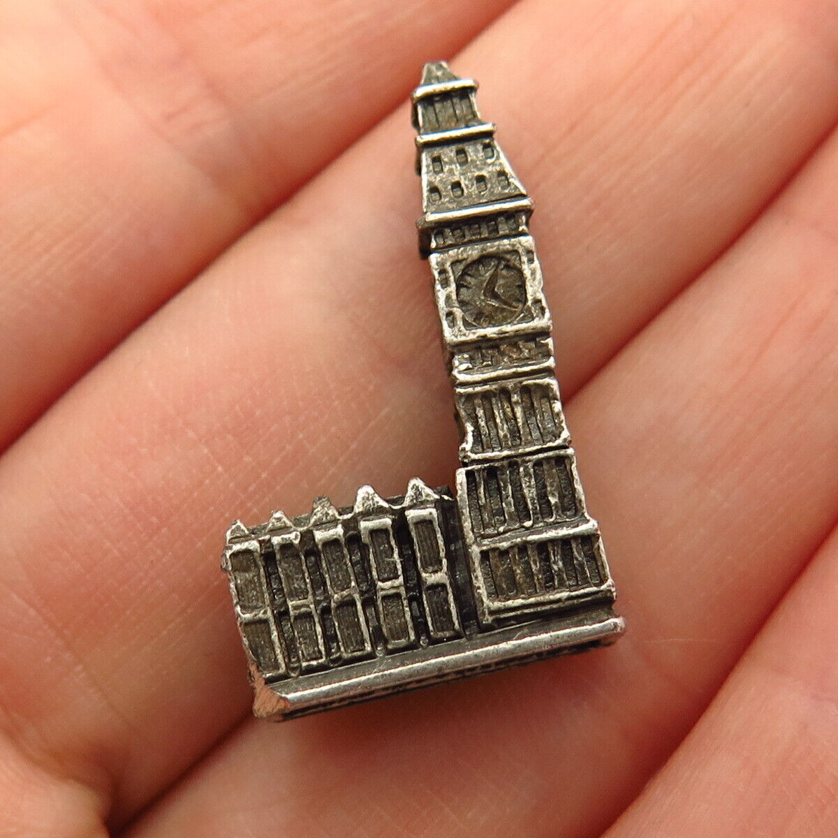 925 Sterling Silver Vintage Big Ben Tower Design Pendant