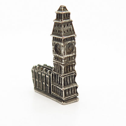 925 Sterling Silver Vintage Big Ben Tower Design Pendant