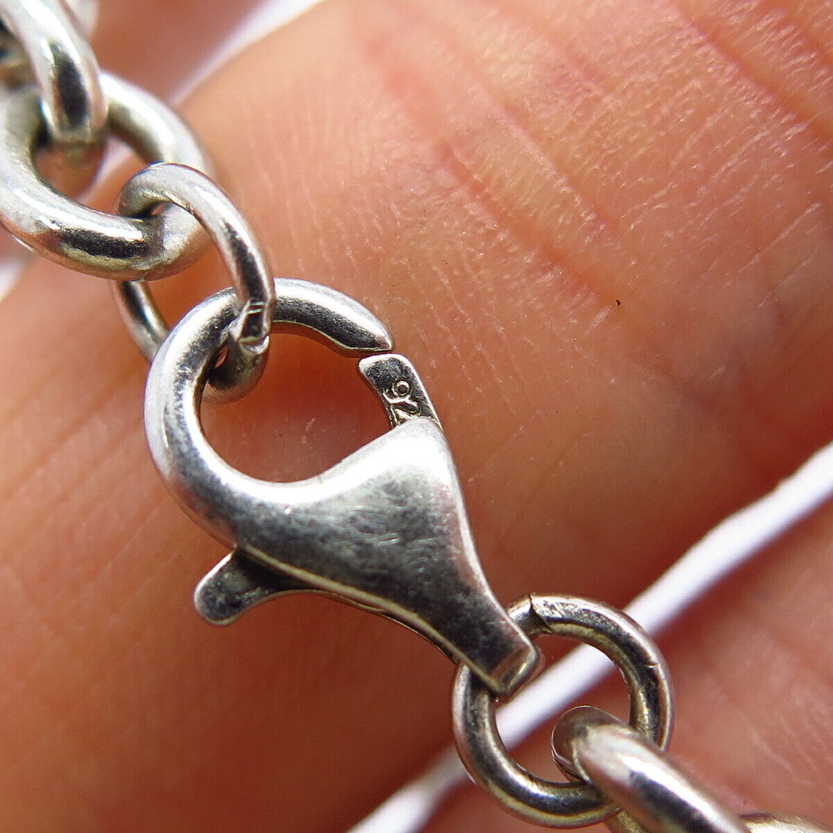 925 Sterling Silver C Z "LOVE" Charm Rolo Link Bracelet 6.5"