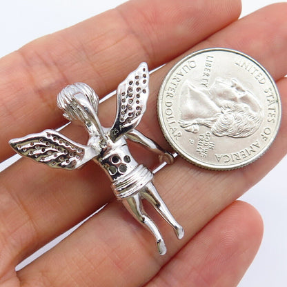 925 Sterling Silver C Z Angel Design Slide Pendant