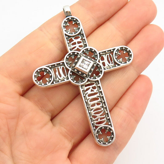 925 Sterling Silver C Z Cross Slide Pendant