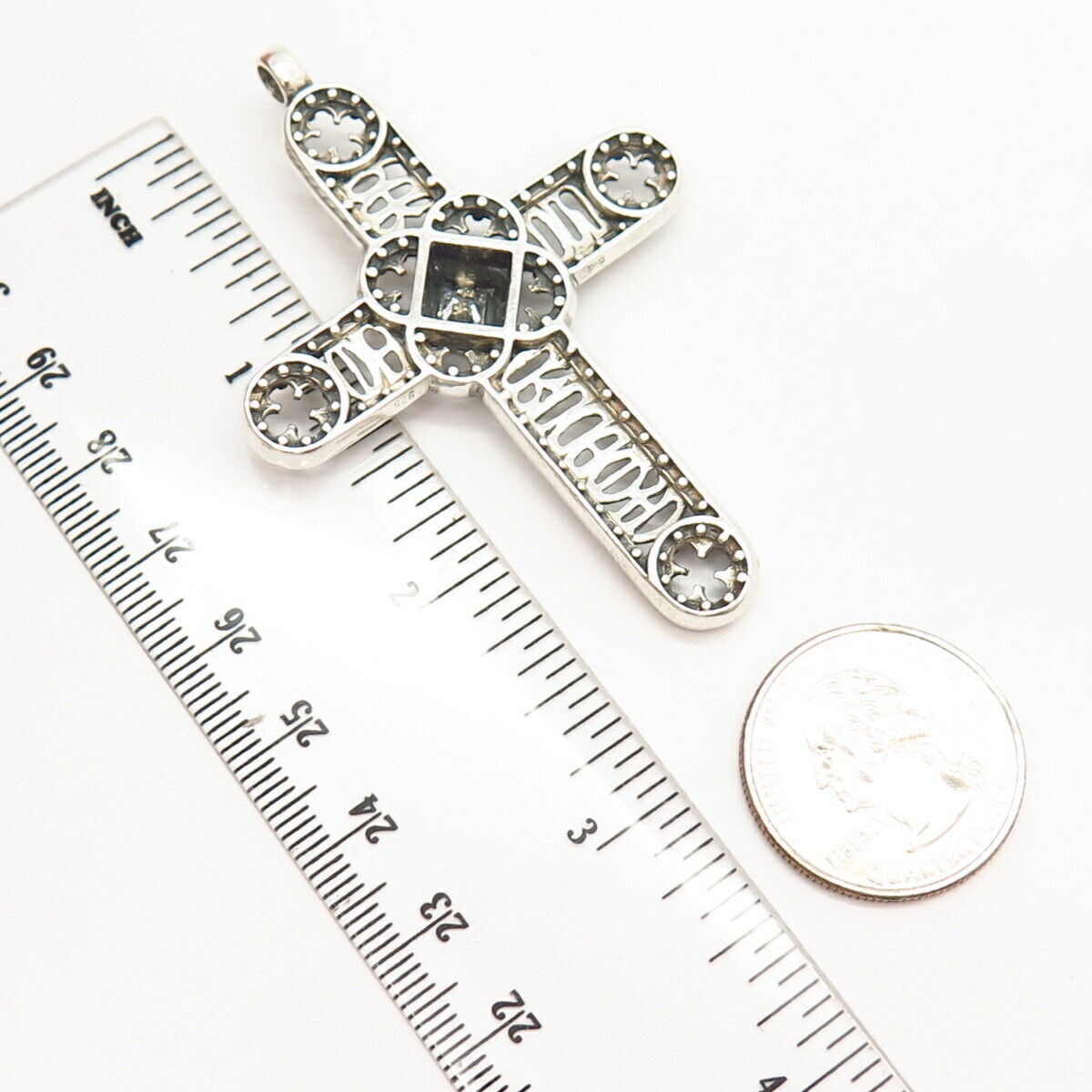 925 Sterling Silver C Z Cross Slide Pendant