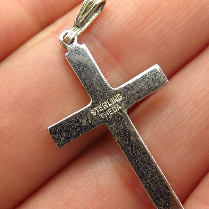 925 Sterling Silver Vintage Theda C Z Cross Pendant