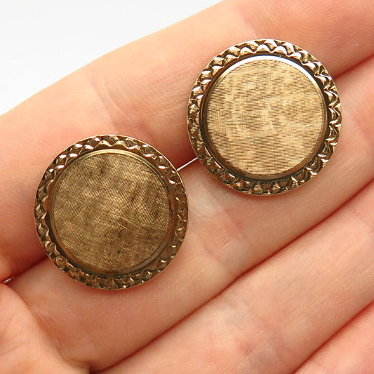 925 Sterling Gold Plated Vintage Harvey Avedon Satin Finish Round Cufflinks