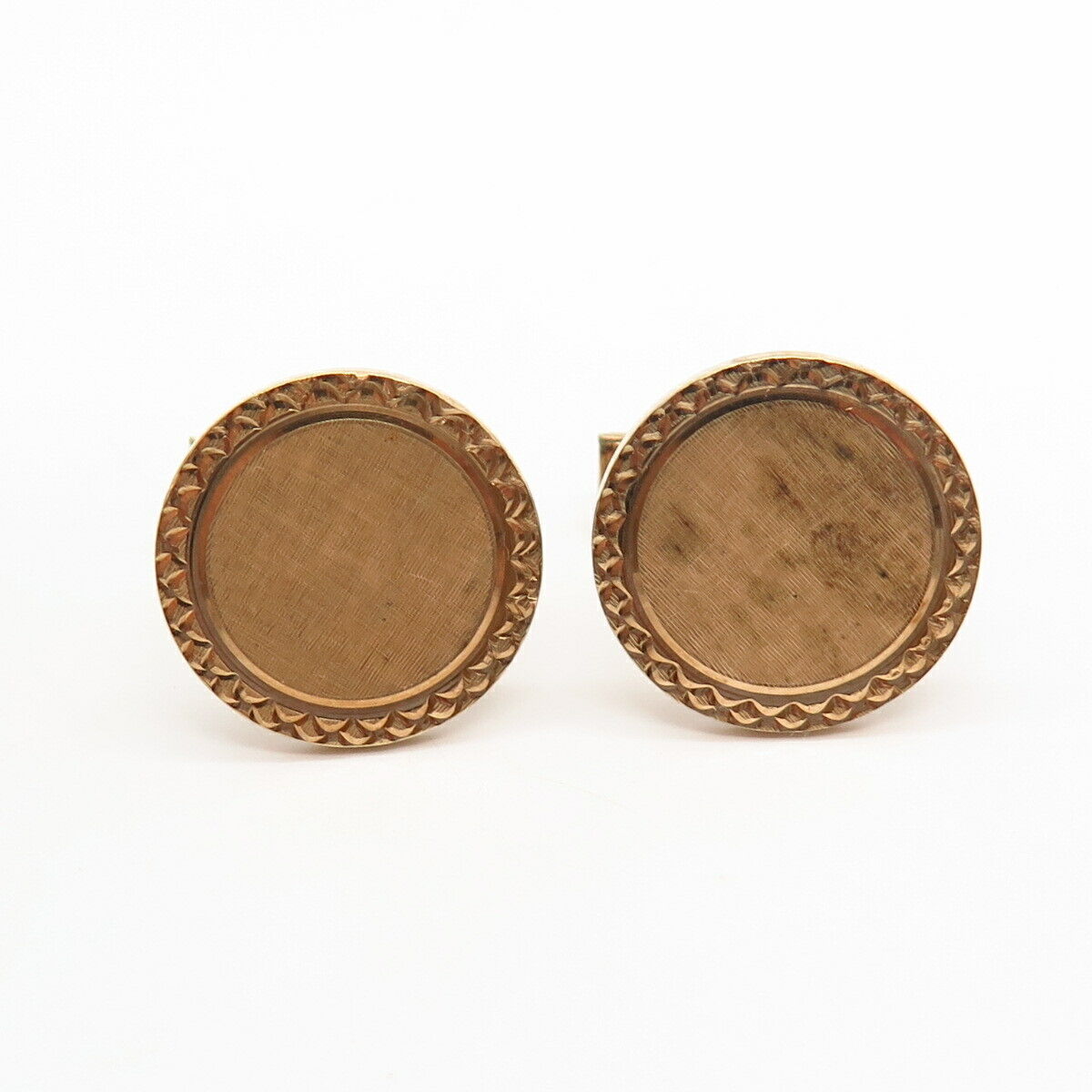 925 Sterling Gold Plated Vintage Harvey Avedon Satin Finish Round Cufflinks