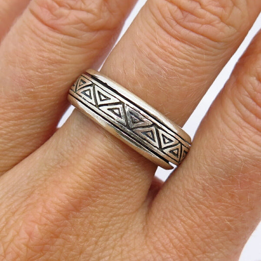 925 Sterling Silver Ornate Maze Design Rotating Band Ring Size 7 1/4