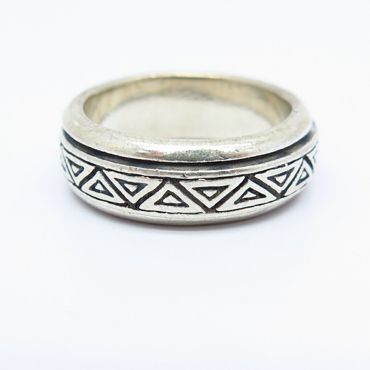 925 Sterling Silver Ornate Maze Design Rotating Band Ring Size 7 1/4