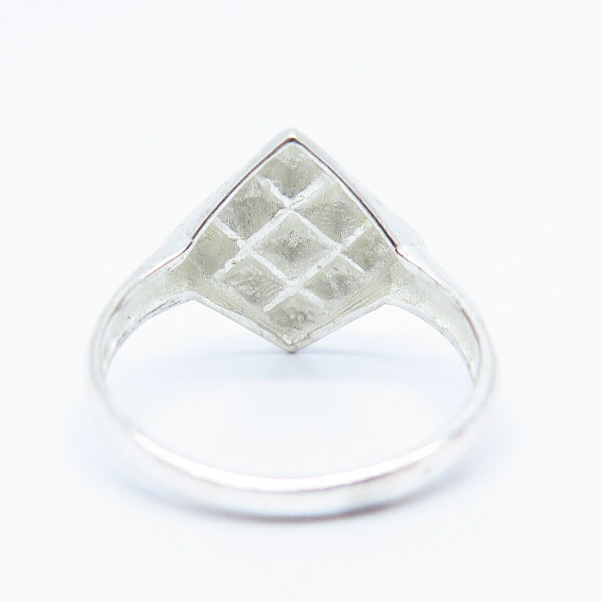 925 Sterling Silver Checkered Ribbed Design Ring Size 6 1/4