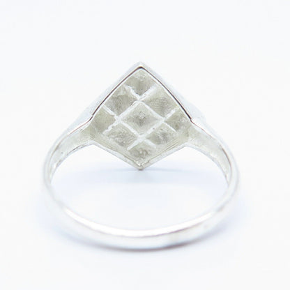 925 Sterling Silver Checkered Ribbed Design Ring Size 6 1/4