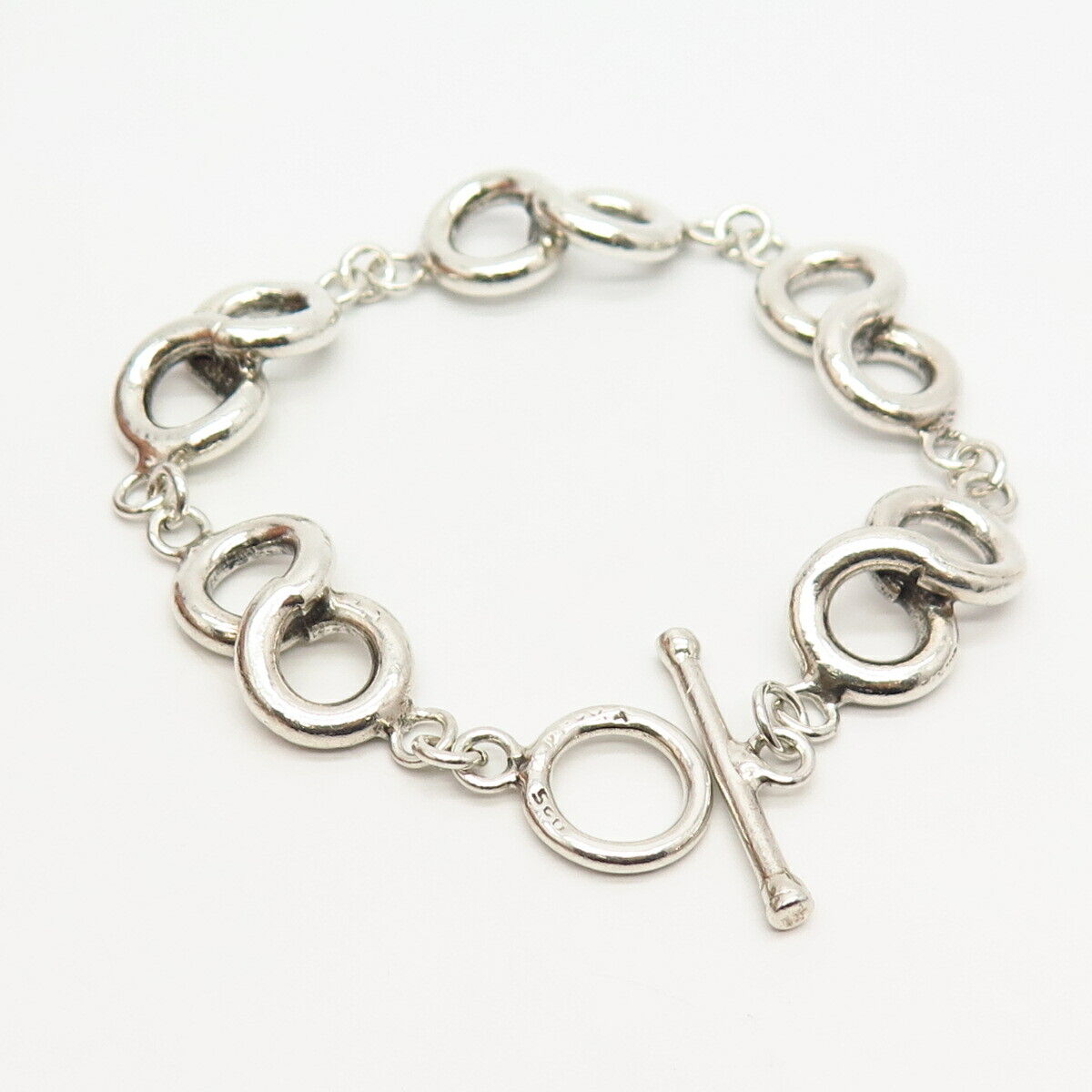 925 Sterling Silver Infinity Design Link Bracelet 6 3/4"