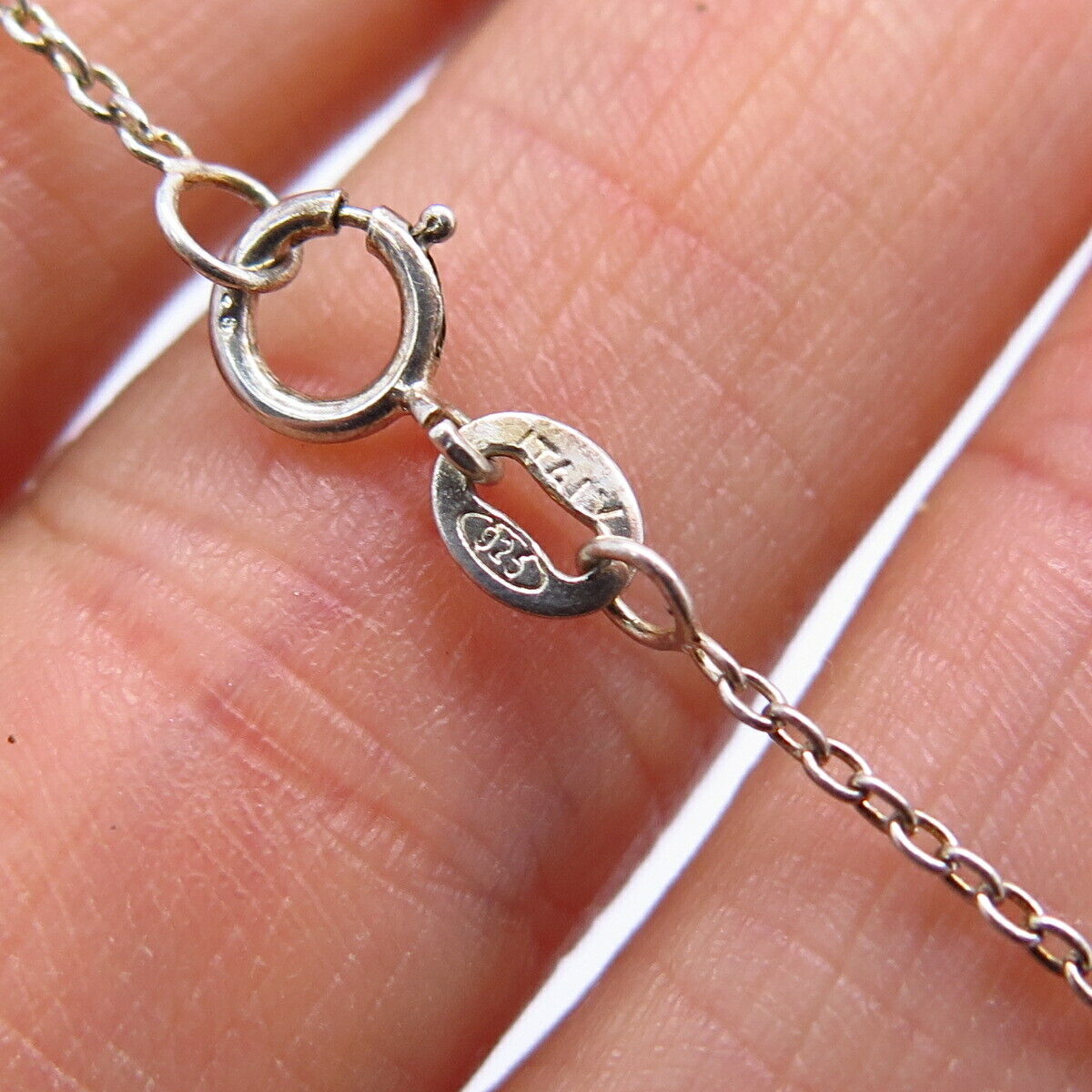 925 Sterling Silver Italy infinity Heart Rolo Chain Necklace 18"