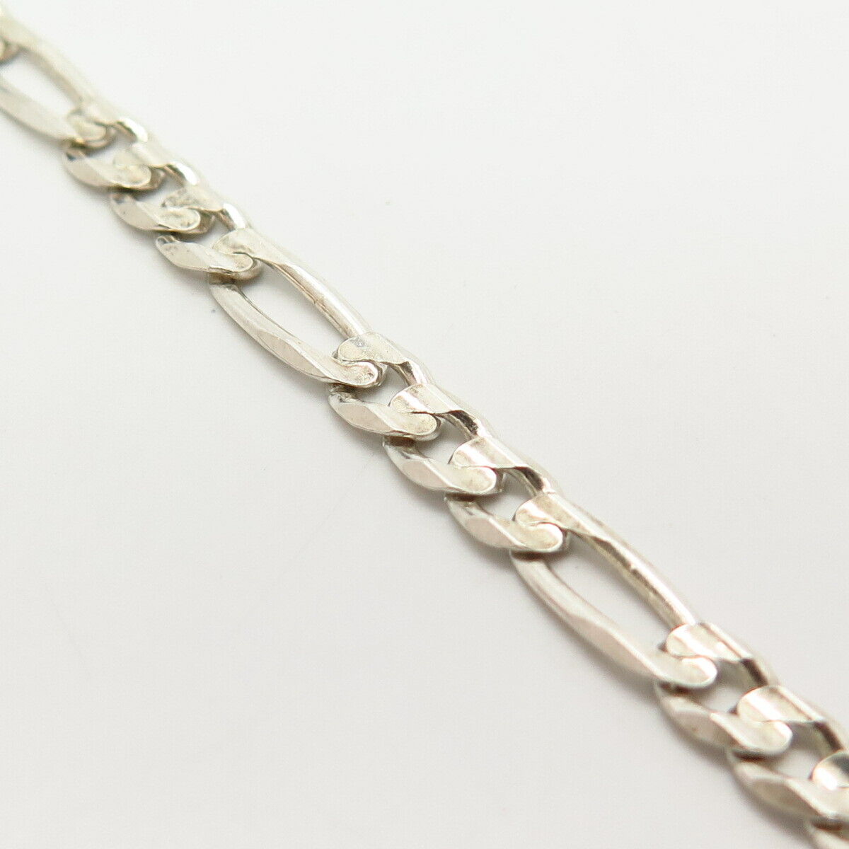 925 Sterling Silver Italy Figaro Link Bracelet 7 3/4"