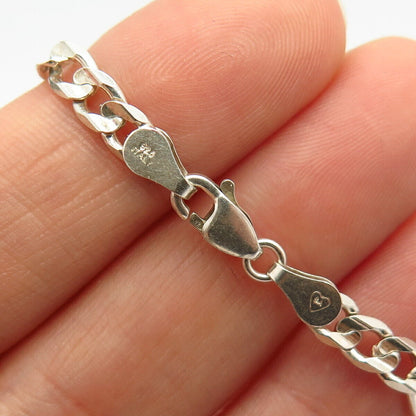 925 Sterling Silver Italy Figaro Link Bracelet 7 3/4"