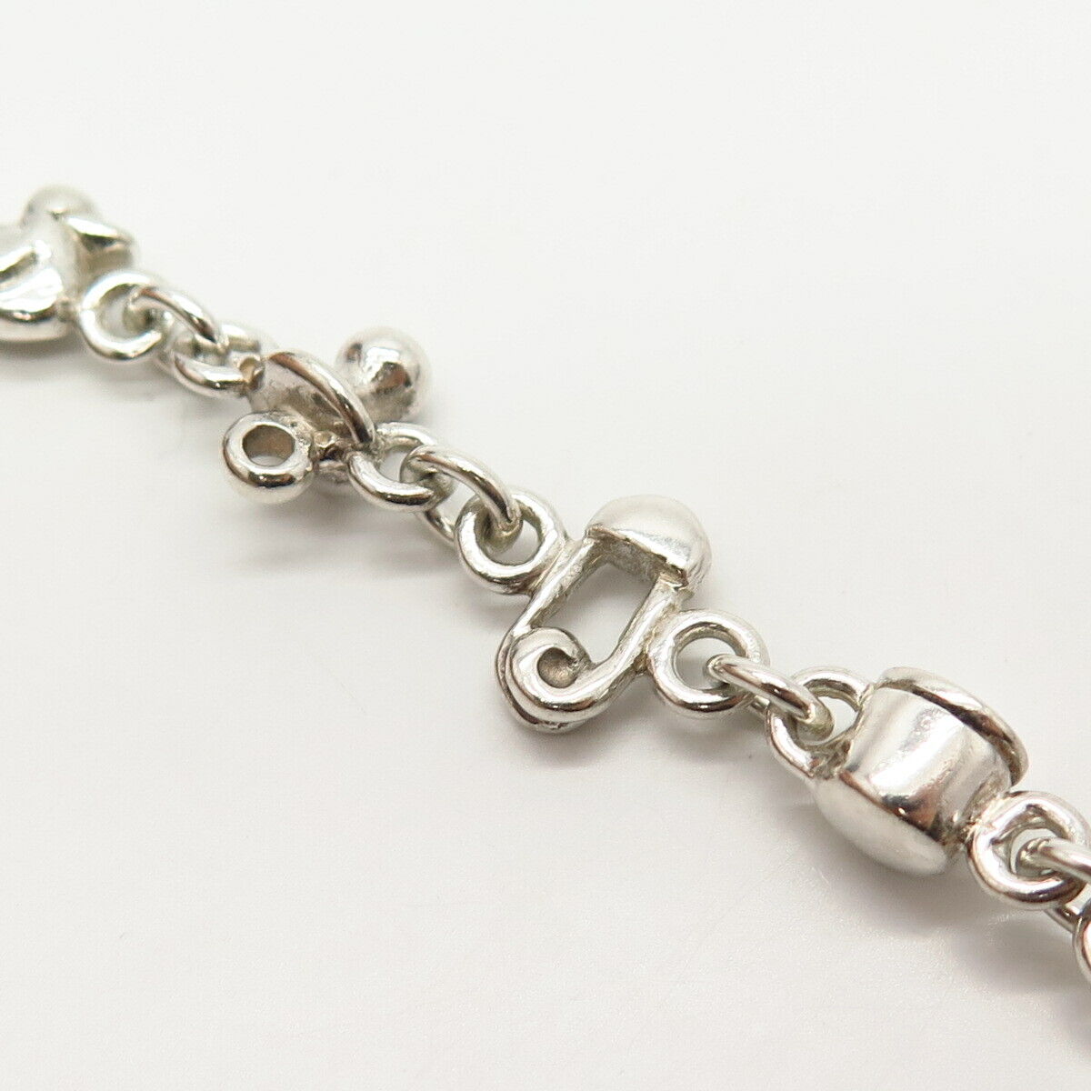 925 Sterling Silver Newborn Baby Theme Link Bracelet 6.5"