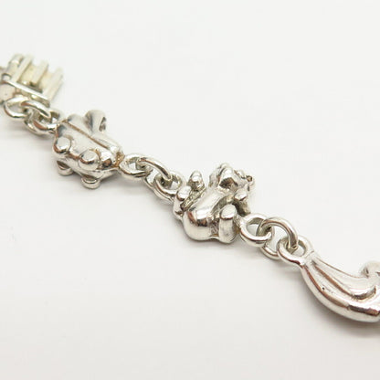 925 Sterling Silver Newborn Baby Theme Link Bracelet 6.5"