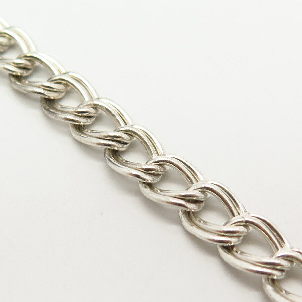 925 Sterling Silver Italy Double Cable Link Bracelet 7"