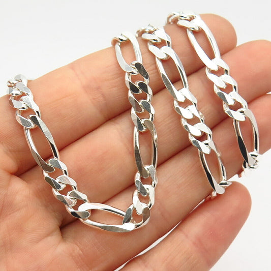 925 Sterling Silver Figaro Chain Necklace 19"