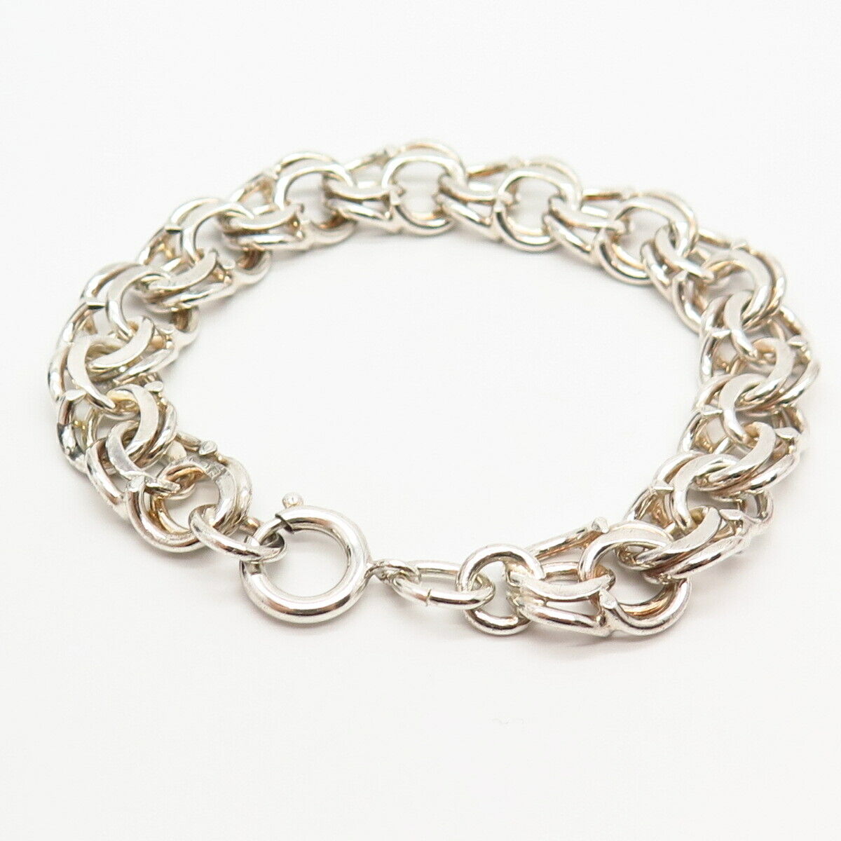 925 Sterling Silver Double Cable Link Bracelet 7"