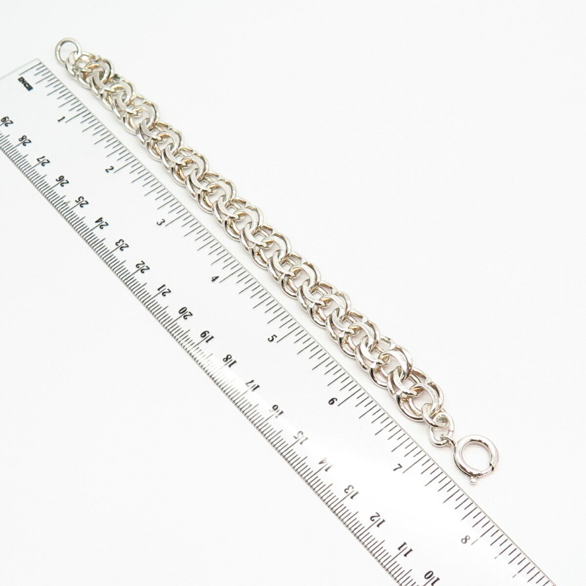 925 Sterling Silver Double Cable Link Bracelet 7"