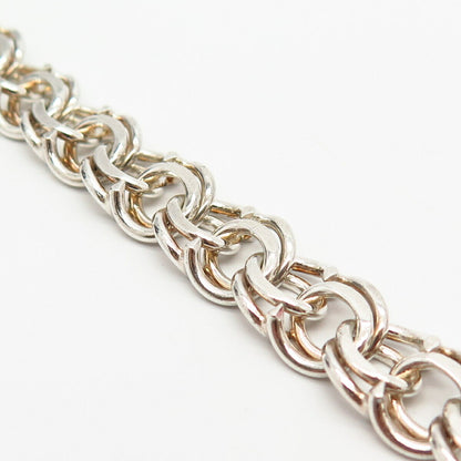 925 Sterling Silver Double Cable Link Bracelet 7"