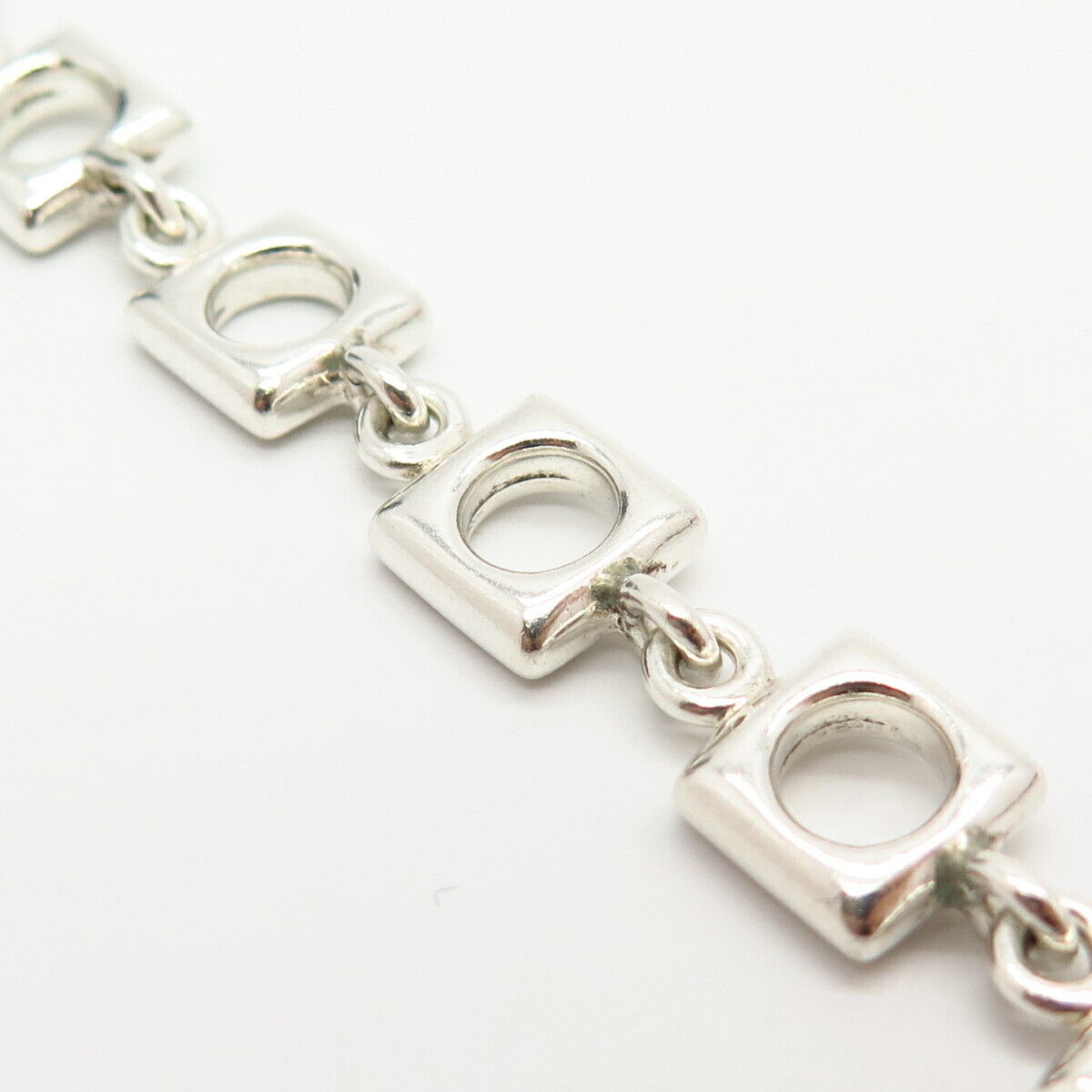 925 Sterling Silver Geometric Design Link Bracelet 6.5"