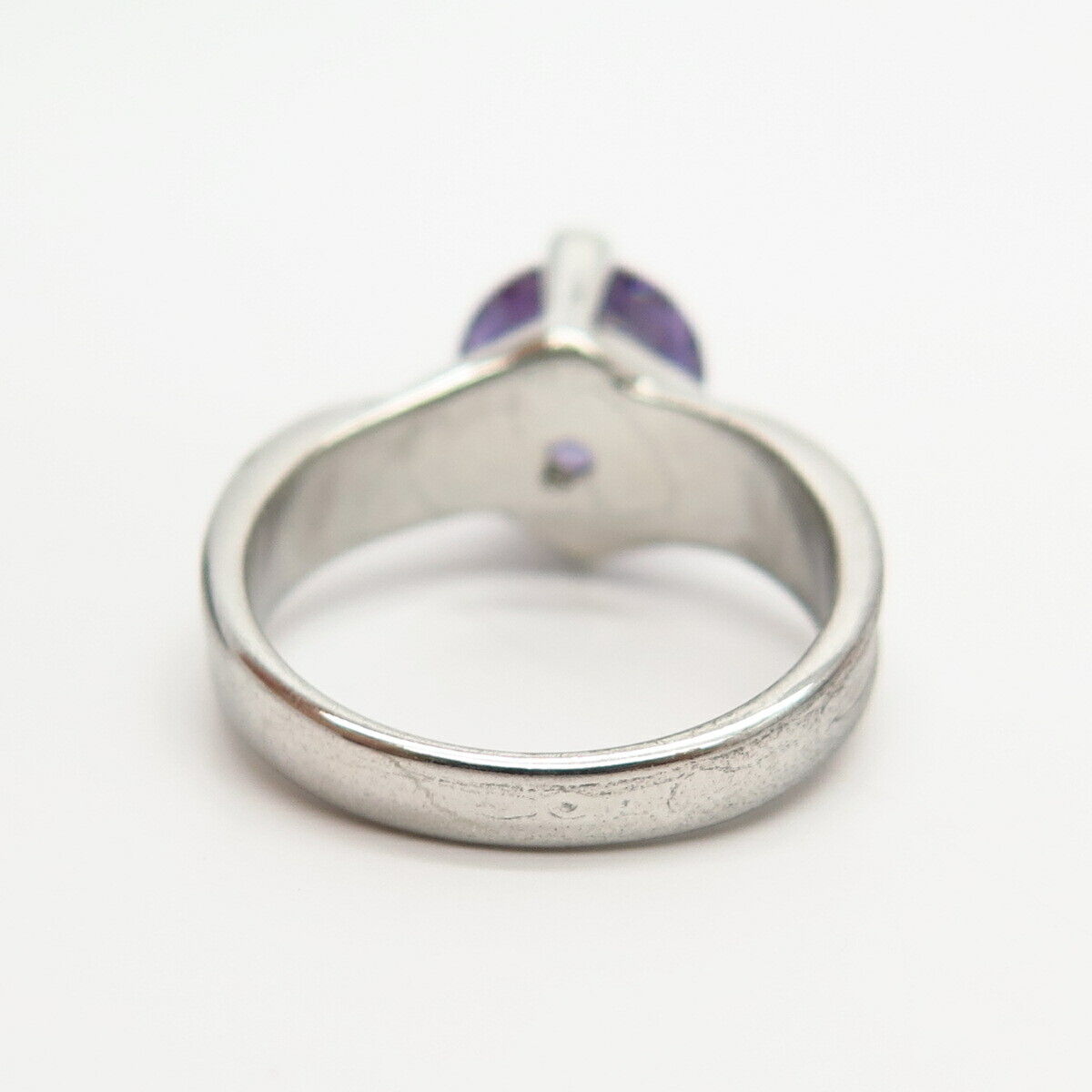 925 Sterling Silver Amethyst-Tone C Z Crossover Design Cocktail Ring Size 7 1/4