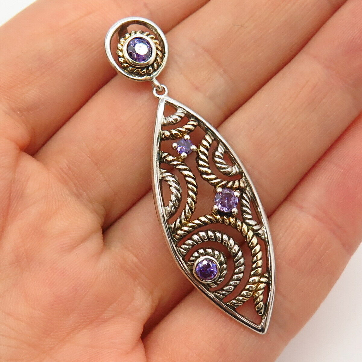 925 Sterling Silver Violet C Z Slide Pendant