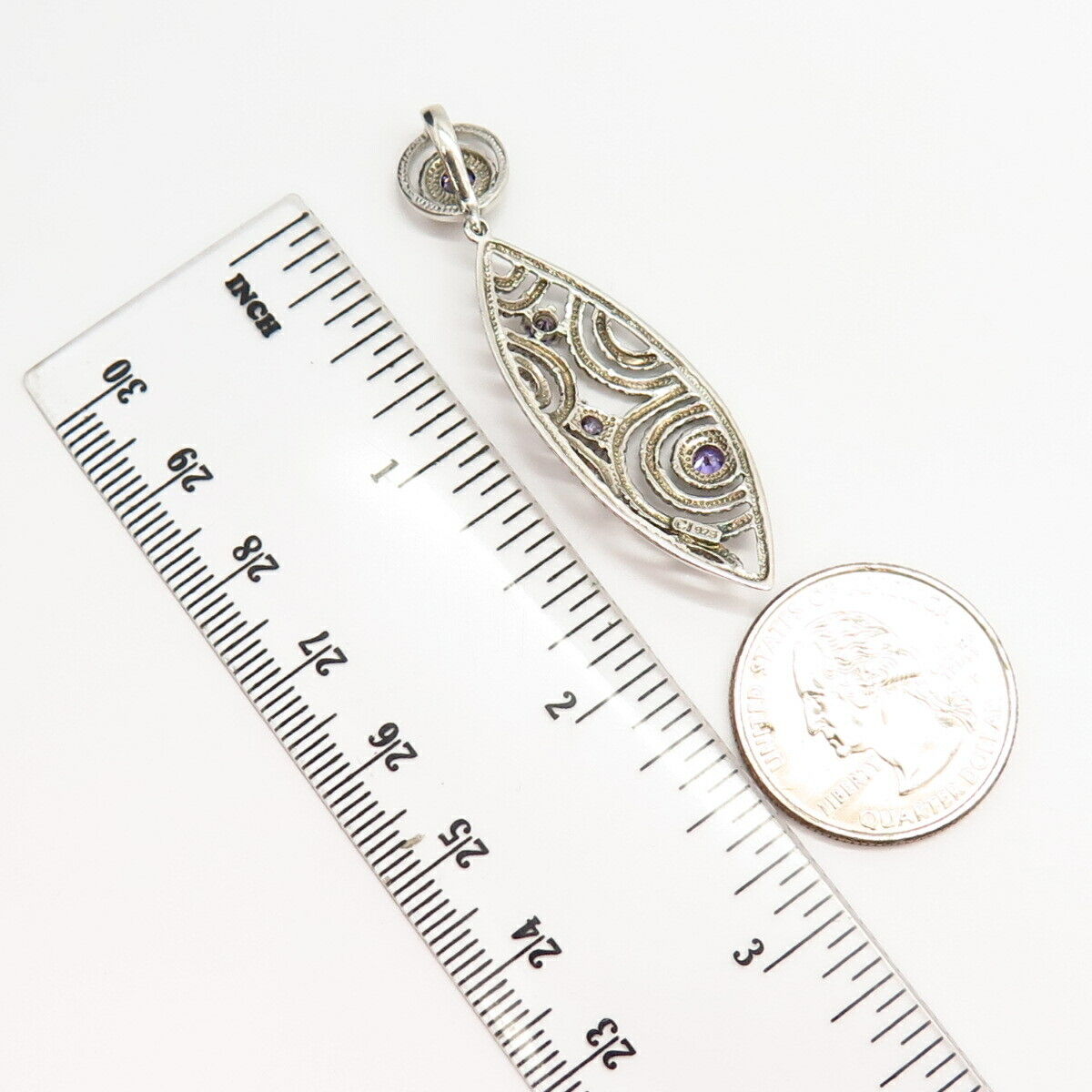 925 Sterling Silver Violet C Z Slide Pendant