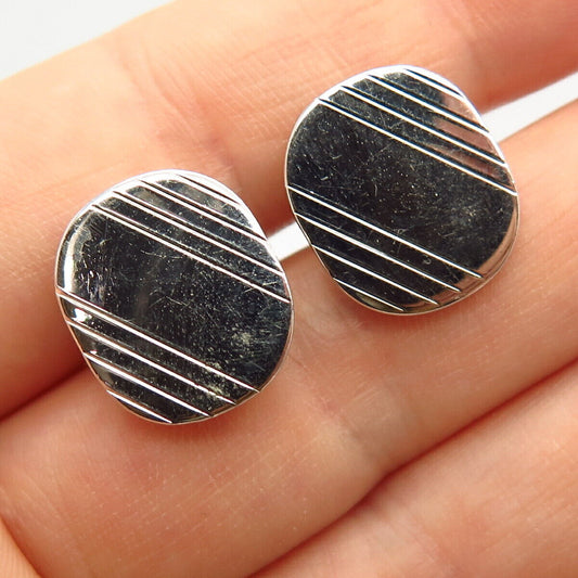 925 Sterling Silver Vintage Stripped Design Cufflinks