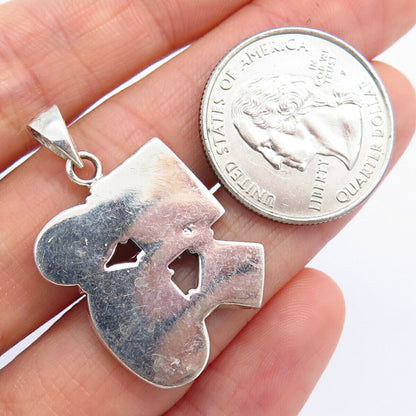 925 Sterling Vintage Real White & Blue Mother-of-Pearl Geometric Shapes Pendant