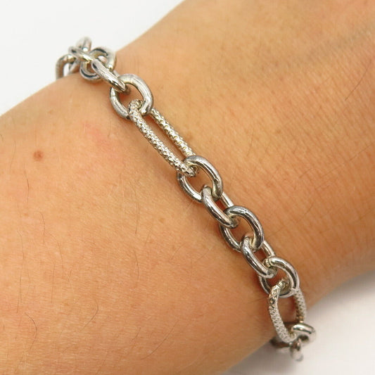 925 Sterling Silver Italy Fancy Figaro Link Bracelet 7"