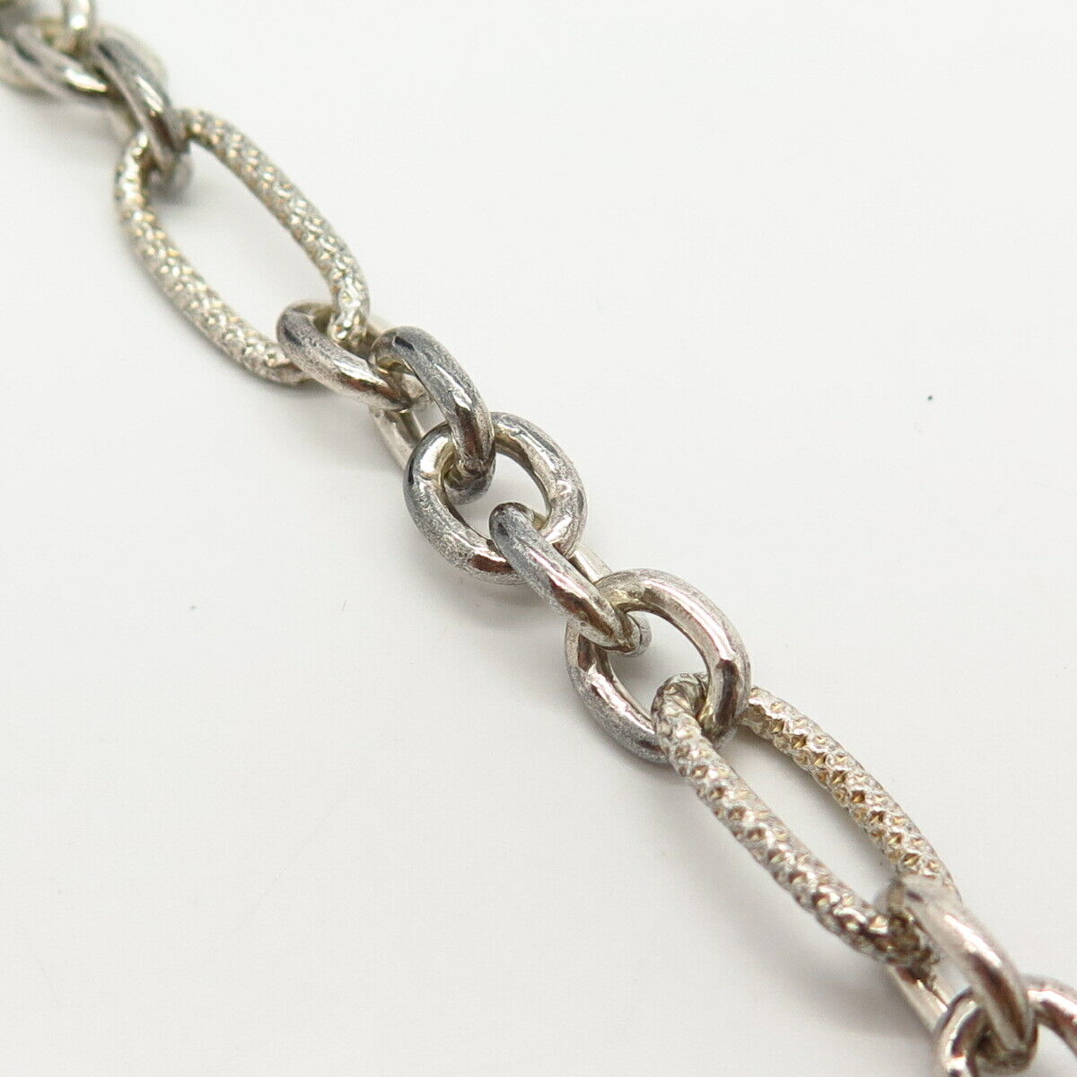 925 Sterling Silver Italy Fancy Figaro Link Bracelet 7"