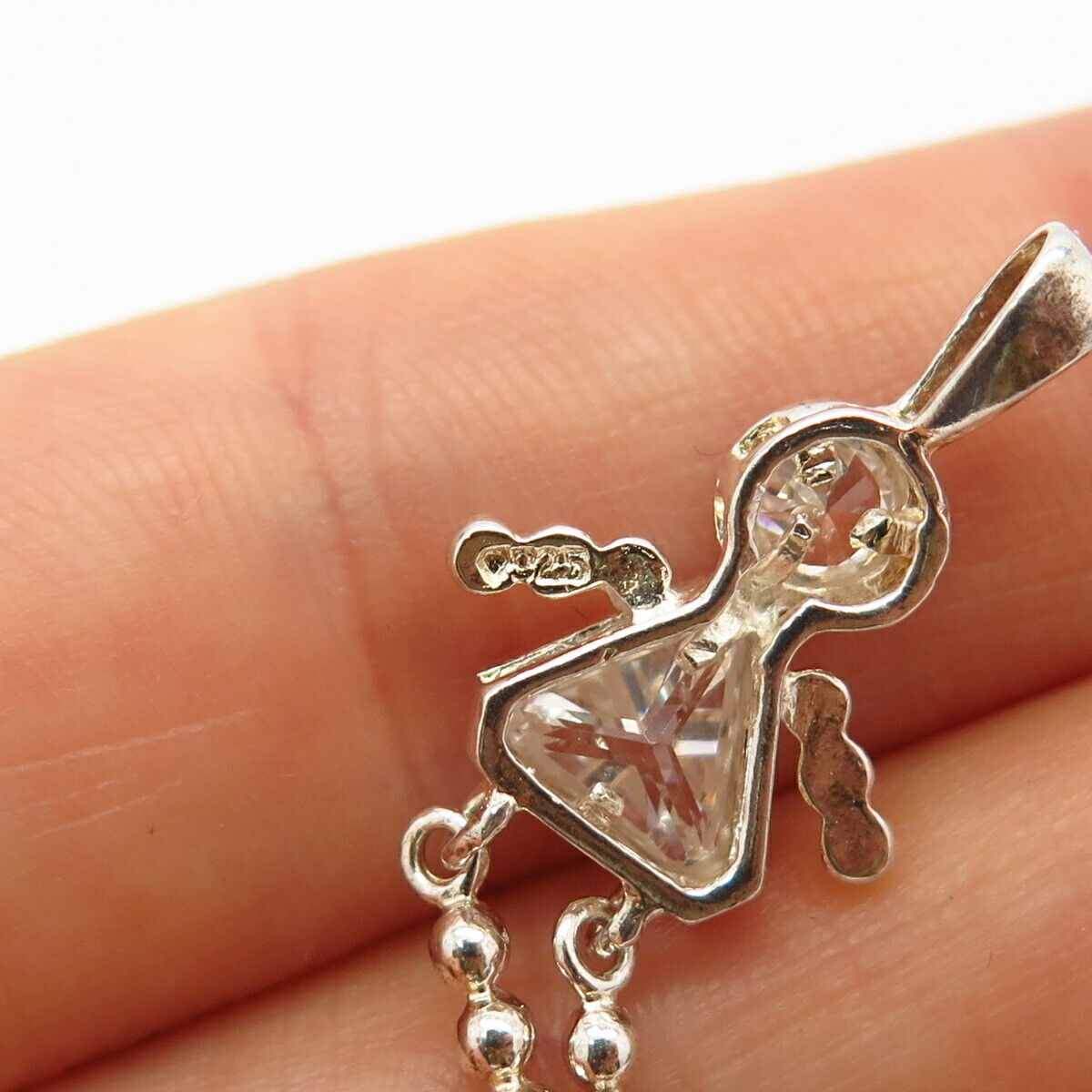 925 Sterling Silver C Z Articulated Girl Pendant