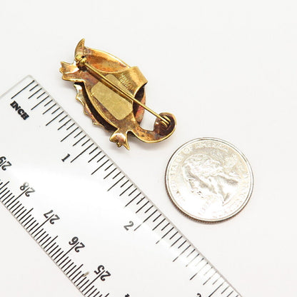 925 Sterling Gold Plated Vintage Danecraft Turtle For Good Luck Pin Brooch