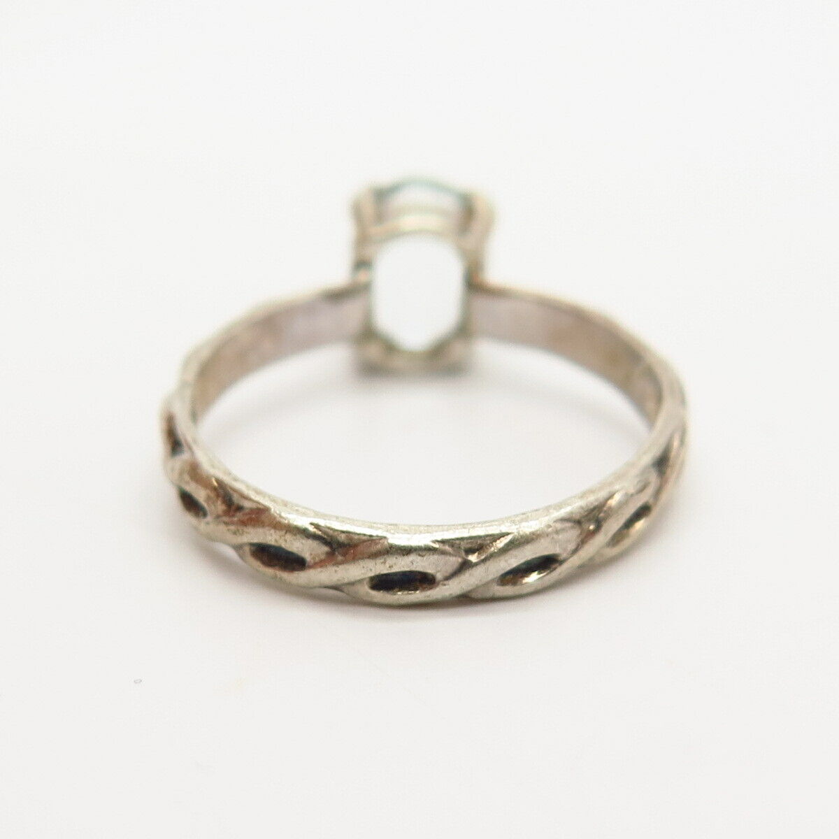 925 Sterling Silver Vintage C Z Braided Design Ring Size 5 3/4