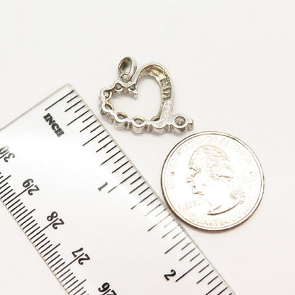 925 Sterling Silver C Z "Mom" Open Heart Design Pendant