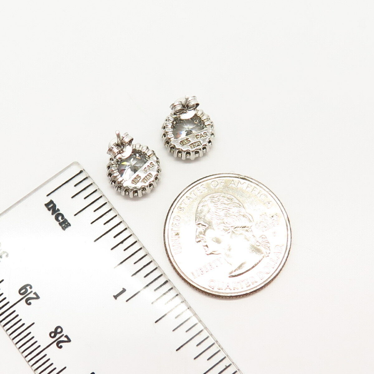 925 Sterling Silver C Z Round Stud Earrings