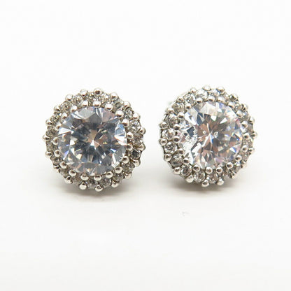 925 Sterling Silver C Z Round Stud Earrings