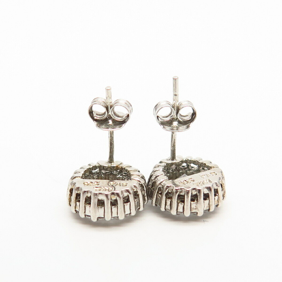 925 Sterling Silver C Z Round Stud Earrings