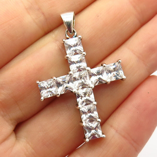 925 Sterling Silver C Z Cross Pendant