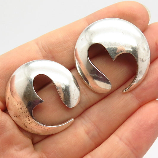 925 Sterling Silver Vintage Mexico Heart Design Earrings