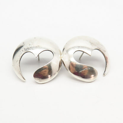 925 Sterling Silver Vintage Mexico Heart Design Earrings