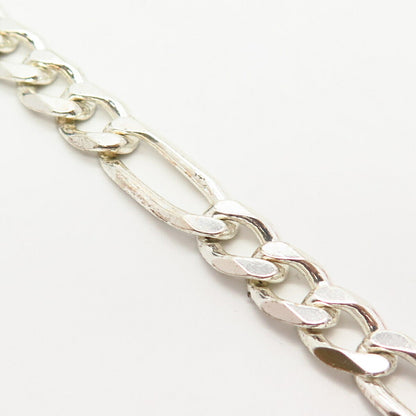 925 Sterling Silver Italy Figaro Link Bracelet 8.5"