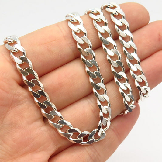 925 Sterling Silver Italy Solid Cuban Chain Necklace 19"