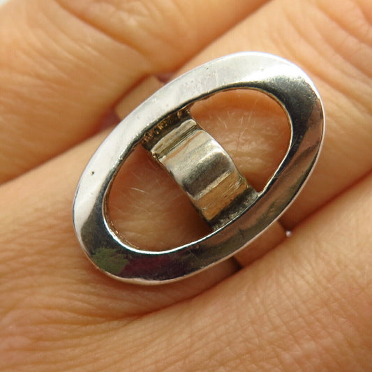 800 Silver Vintage Modernist Design Adjustable Ring Size 6