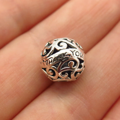 925 Sterling Silver Chamilia "Thank You" Ornate Design Bead Charm