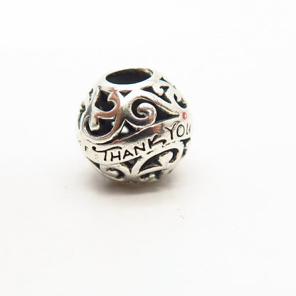 925 Sterling Silver Chamilia "Thank You" Ornate Design Bead Charm